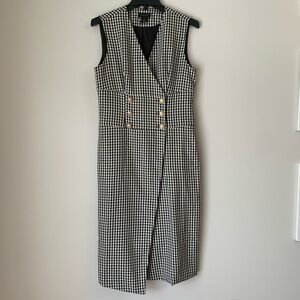 Nwot Rachel Zoe Los Angeles New York houndstooth Vest Black white Dress 6